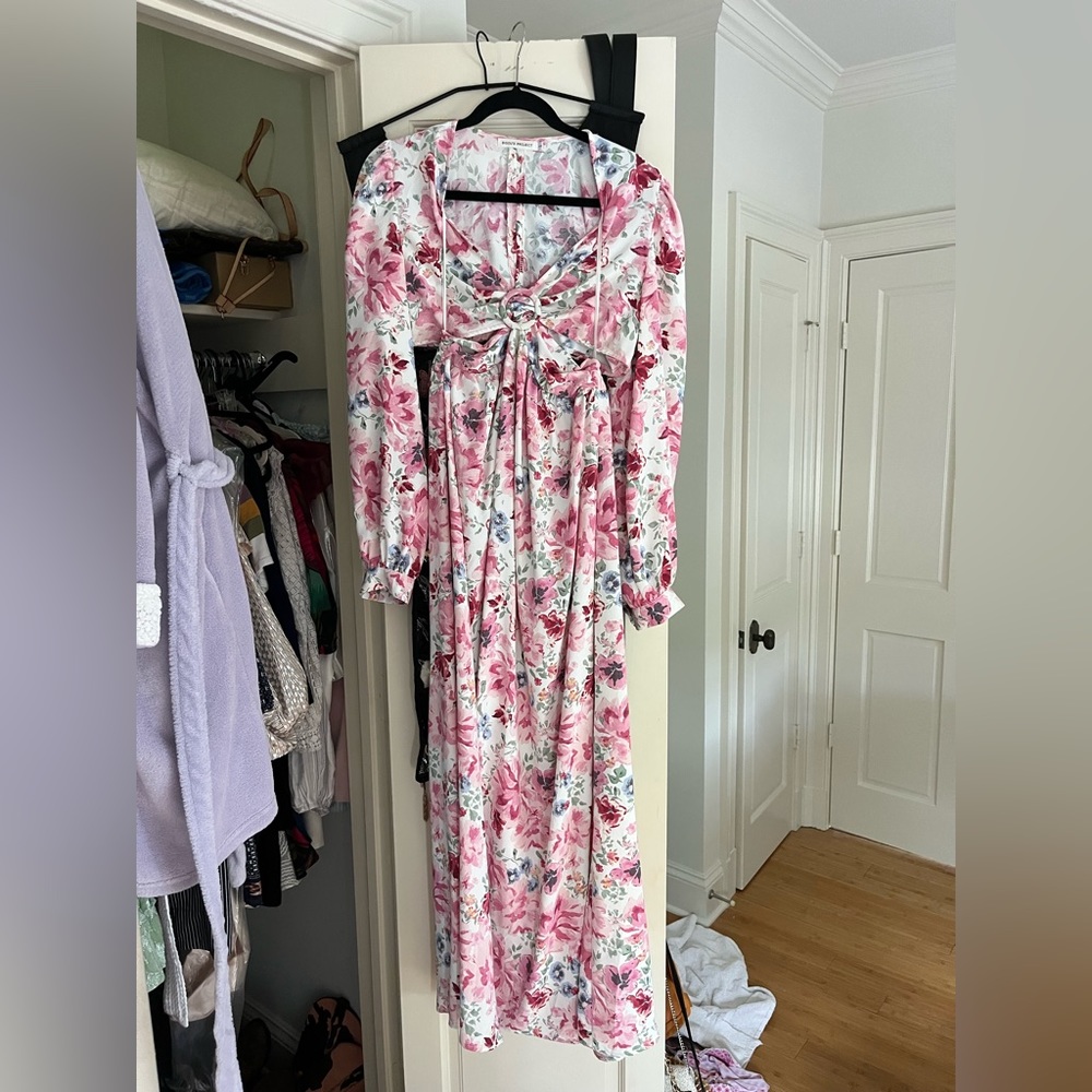 Pink floral maxi dress